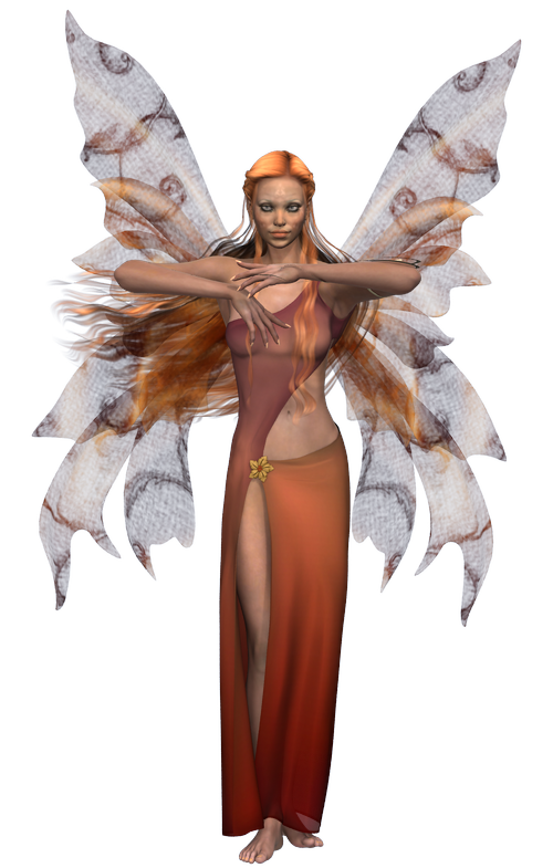 Jolie fée avec ailes de dentelle : (tube-png)
